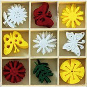 Ozdoby z filcu w pudełku - Kwiaty i Motyle x36