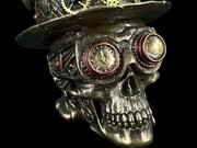 rzeźba, figurka Steampunk Czaszka z Cylindrem WU77638A4 RZEŹBA BRĄZ