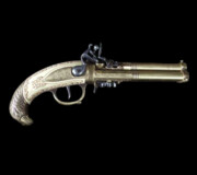 NIEMIECKI TRZYLUFOWY PISTOLET SKAŁKOWY Z GŁOWĄ ORŁA 1775r (K1119-L)