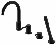 Kohlman Axel Black bateria wannowa 4-otworowa z obrotową wylewką czarny mat QB244AB __ RABAT W KOSZYKU! __