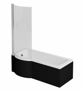 Besco Inspiro 170x70cm wanna z parawanem lewa + obudowa CZARNY mat + syfon CZARNY #WAI-170-PLE/#OAI-170-IIC/19977