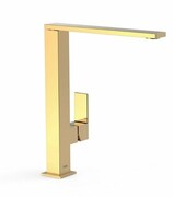 Tres CUADRO Bateria umywalkowa wysoka z boczną dźwignią złota 00648501OR