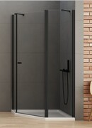 New Trendy New Soleo Black 100x80x195 cm kabina pięciokątna asymetryczna uniwersalna drzwi pojedyncze prawe czarna szkło przejrzyste K-0615