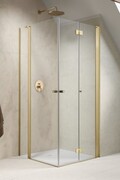 Radaway Nes Brushed Gold KDD B / KDD II kabina 100x80cm prawa złoto szczotkowane przejrzyste 10024100-99-01R/10016080-99-01L