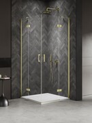 New Trendy Nesta Light Gold kabina 80x80x200 cm drzwi podwójne złoty połysk/szkło przejrzyste K-4550