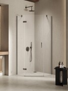New Trendy Nesta Gunmetal Brushed kabina pięciokątna 80x80x200 cm lewa drzwi pojedyncze grafit szczotkowany/szkło przejrzyste K-4785