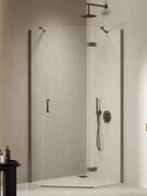 New Trendy Nesta Gunmetal Brushed kabina pięciokątna asymetryczna 100x80x200 cm prawa drzwi prawe grafit szczotkowany/szkło przejrzyste K-4795