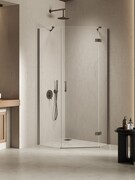 New Trendy Nesta Gunmetal Brushed kabina pięciokątna asymetryczna 100x80x200 cm lewa drzwi prawe grafit szczotkowany/szkło przejrzyste K-4792