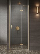 New Trendy Nesta Gold Brushed 100x200 cm drzwi wnękowe prawe wspornik skośny złoto szczotkowane/szkło przejrzyste D-0871A