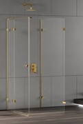 New Trendy Eventa Gold Shine kabina prysznicowa przyścienna z drzwiami bocznymi 80x90x200 cm przejrzyste prawa Złoty połysk EXK-4823