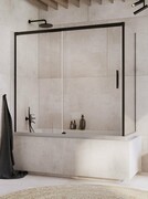 Radaway Idea Black Pn Dwj+S parawan nawannowy 140x80cm lewy czarny mat/szkło przejrzyste 10042140-54-01L/10005080-54-01R