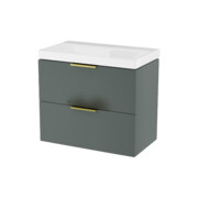 Excellent Blanko szafka 64 cm, szałwiowy mat z umywalką bez otworu na baterię, uchwyty złoty połysk MLEX.6327.K.640.GNGL