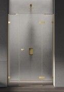 New Trendy Eventa Gold Shine drzwi wnękowe pojedyncze z dodatkową ścianką 110x200 cm przejrzyste prawe Złoty połysk EXK-4682