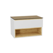 Excellent Tuto 2.0 szafka wisząca front gładki niski biały połysk 80x50x46,5 cm blat dąb Hikora MLEX.2171.K.80.01BL.WHWH