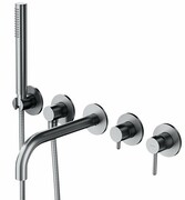 Omnires Y bateria wannowa 5-otworowa podtynkowa z długą wylewką nikiel szczotkowany Y1237-1NI