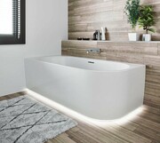 Riho Desire Corner Velvet LED wanna narożna z hydromasażemRiho Fall napełnianie przez przelew z oświetleniem Sparkle Mood prawa 184x84cm MATOWA B087010105