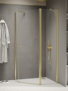 New Trendy New Soleo Light Gold 100x80x195 cm kabina pięciokątna prawa wspornik skośny złoty połysk/szkło przejrzyste K-1666