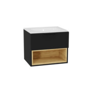 Excellent Tuto 2.0 szafka wisząca z umywalką PIK 60x50x46,5 cm front gładki wysoki czarny MLEX.2171.K.60.0265.BKBK