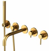 Omnires Y bateria wannowa 5-otworowa podtynkowa z długą wylewką złoto szczotkowane Y1237/1GLB ___ RABAT W KOSZYKU! ___