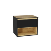 Excellent Tuto 2.0 szafka wisząca front gładki niski czarny 60x50x46,5 cm blat dąb Hikora MLEX.2171.K.60.01BL.BKBK