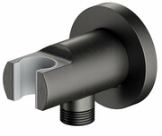 Omnires przyłącze kątowe mosiężne z uchwytem na słuchawkę grafit szczotkowany 8873GR