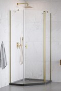 Radaway Nes Brushed Gold Ptj kabina pięciokątna 80x90cm prawa złoto szczotkowane 10052000-99-01R/10052600-99-01