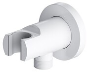 Omnires przyłącze kątowe mosiężne z uchwytem na słuchawkę biały mat 8873WM