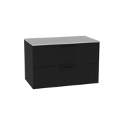 Excellent Tuto 2.0 szafka wisząca front ryflowany czarny mat 80x50x46,5 cm blat jasny szary MLEX.2172.K.80.03SJ.BKBK