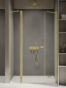 New Trendy New Soleo Light Gold 150x195 cm drzwi wnękowe wsporniki skośne złoty połysk/szkło przejrzyste D-0961A