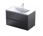 Oristo Etna szafka podumywalkowa wisząca Ryflowana 80x50x45 czarny mat OR52-SD2S-80-8R