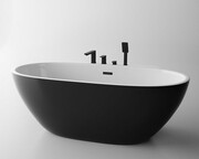 ScandiBath Mandal wanna wolnostojąca/przyścienna biało-czarna 170x85cm + syfon klik-klak Q360S-1701-BLBP