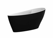 Besco Keya 165x70cm wanna biało-czarna wolnostojąca + syfon klik-klak biały czyszczony od góry #WMD-165-KWW