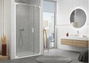 SanSwiss Cadura White Line drzwi wahadłowe 100cm jednoczęściowe lewe z polem stałym biały mat CA31CG1000907