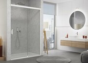 SanSwiss Cadura White Line drzwi przesuwne 170cm jednoskrzydłowe prawe z polem stałym profile biały mat CAS2D1700907