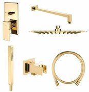 Zestaw Oltens Gota bateria podtynkowa z deszczownicą 30 cm Vindel (S) i kompletem prysznicowym Sog złoty połysk 36604800