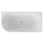 The North Bath Calia wanna wolnostojąca przyścienna prawa 150x75cm z korkiem i przelewem ZŁOTYM 6845-1501ROEMGL