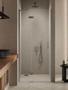 New Trendy Nesta Gunmetal Brushed 90x200 cm drzwi wnękowe lewe wspornik skośny grafit szczotkowany/szkło przejrzyste D-0929A