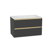 Excellent Tuto 2.0 szafka wisząca z umywalką PIK 80x50x46,5 cm front gładki niski szary MLEX.2172.K.80.0165.GRGR