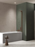 New Trendy Nesta Copper Brushed parawan nawannowy ze wspornikiem kątowym 100x150 cm miedź szczotkowana/szkło przejrzyste P-0220-WL