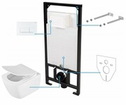 Deante Anemon Zero bianco podtynkowy zestaw WC z miską + deską wolnoopadającą + przycisk biały mat CDZA6ZPW