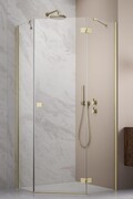Radaway Essenza Ptj Brushed Gold kabina pięciokątna 90x100cm prawa szkło przejrzyste 1385010-99-01R/1385056-01-01