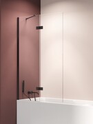 New Trendy Nesta Black parawan nawannowy ze wspornikiem kątowym 110x150 cm lewy szkło przejrzyste P-0237-WL