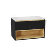 Excellent Tuto 2.0 szafka wisząca z umywalką AS 80x50x46,5 cm front gładki wysoki czarny MLEX.2171.K.80.0236.BKBK