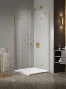 New Trendy Nesta Gold Brushed kabina 120x120x200 cm drzwi podwójne złoto szczotkowane/szkło przejrzyste K-4484
