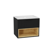 Excellent Tuto 2.0 szafka wisząca z umywalką AS 60x50x46,5 cm front ryflowany czarny mat MLEX.2171.K.60.0336.BKBK