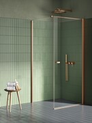 New Trendy New Soleo Copper Brushed 90x90x195 cm kabina wspornik prosty miedź szczotkowana/szkło przejrzyste K-2295-WP
