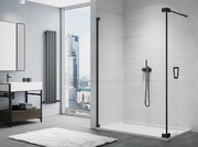 SanSwiss Cadura Black Line kabina Walk in 100cm lewa ze ścianką ruchomą profile czarny mat CADUOG1000607