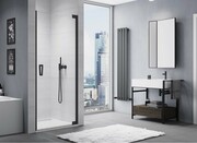 SanSwiss Cadura Black Line drzwi wahadłowe 100cm jednoczęściowe prawe z profilem przyściennym czarny mat CA1CD1000607