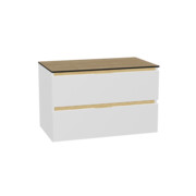 Excellent Tuto 2.0 szafka wisząca front gładki niski biały połysk 80x50x46,5 cm blat dąb Hikora MLEX.2172.K.80.01BL.WHWH