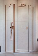 Radaway Nes Brushed Copper Ptj kabina pięciokątna 100x100cm lewa miedź szczotkowana 10052000-93-01L/10052100-93-01